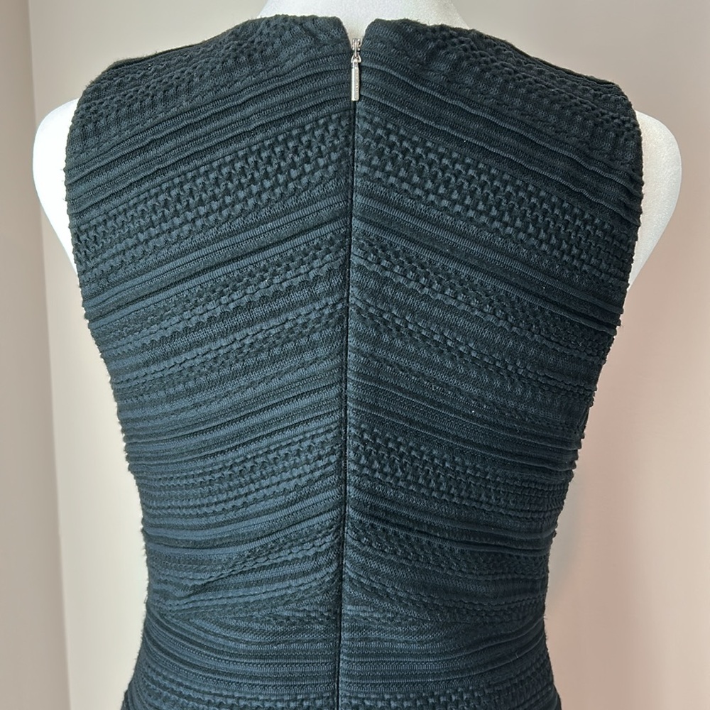 Rebecca Taylor Black V-Neck Texture Knit Fit & Flare Stretch Dress Size 4 - Picture 5 of 10